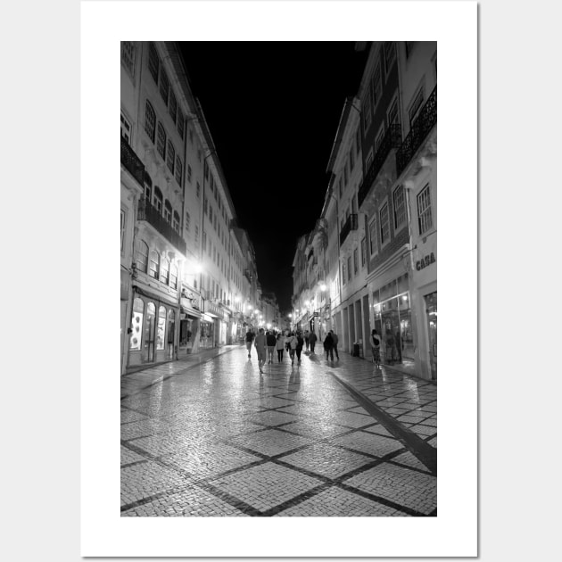 Strolling in Coimbra at Night - BW Wall Art by BrianPShaw